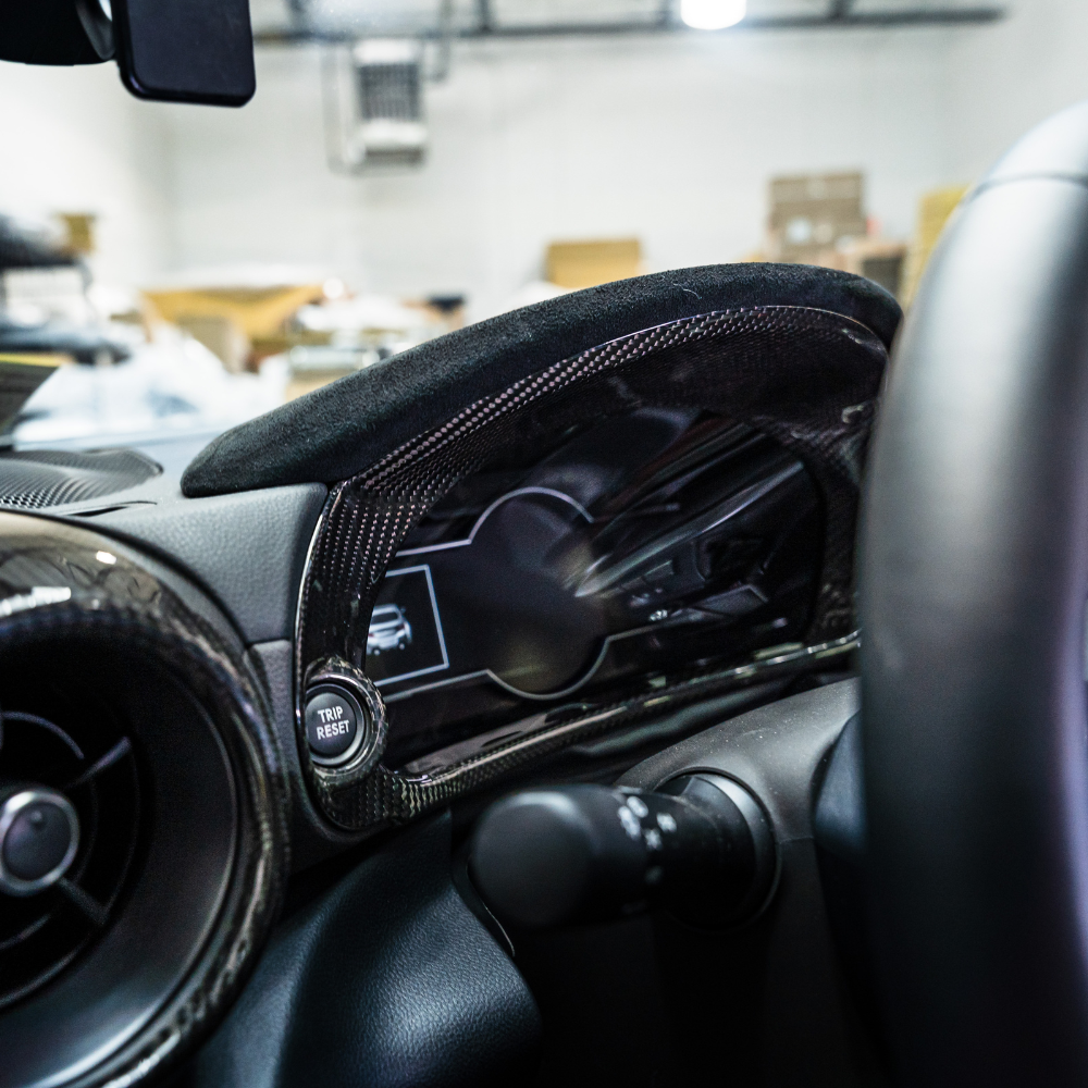 JDMuscle 22-25 BRZ/GR86 Tanso Dry Carbon Fiber Speedometer/ Cluster Cover w/ Gloss Finish
