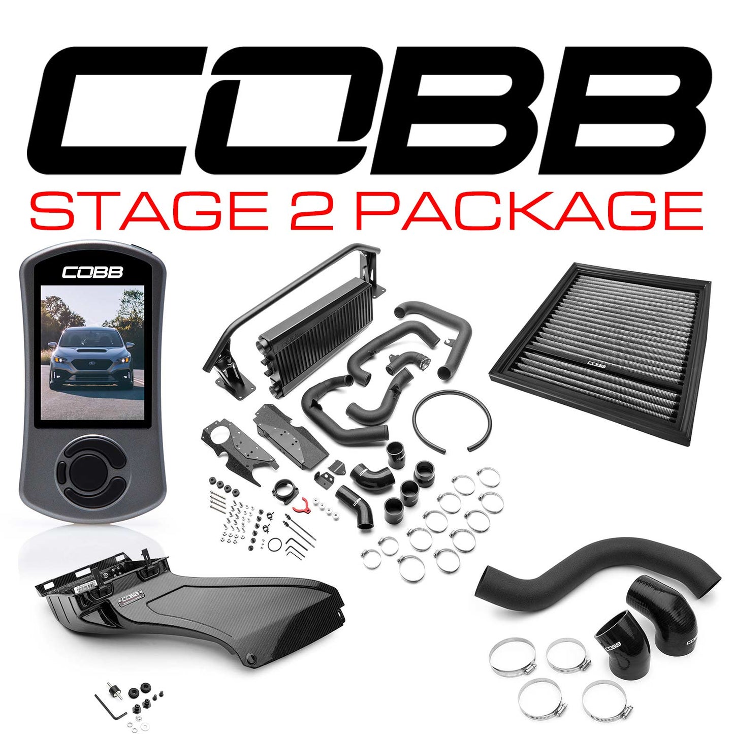 Subaru Stage 2 Power Package Black (FMIC) Gloss Carbon Fiber - Subaru WRX 2022-25 | SUB0060020-BK-FMIC |