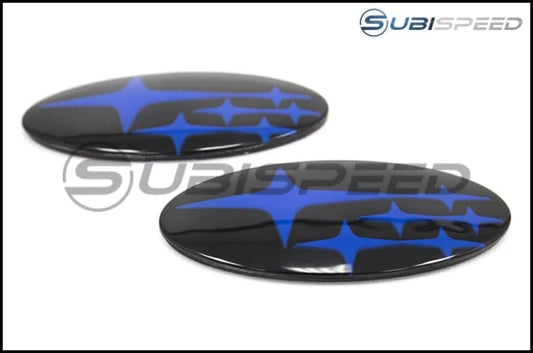 GCS Front and Rear Gloss Black Subaru Emblem Kit (Blue) - 2015-2021 Subaru WRX / STI