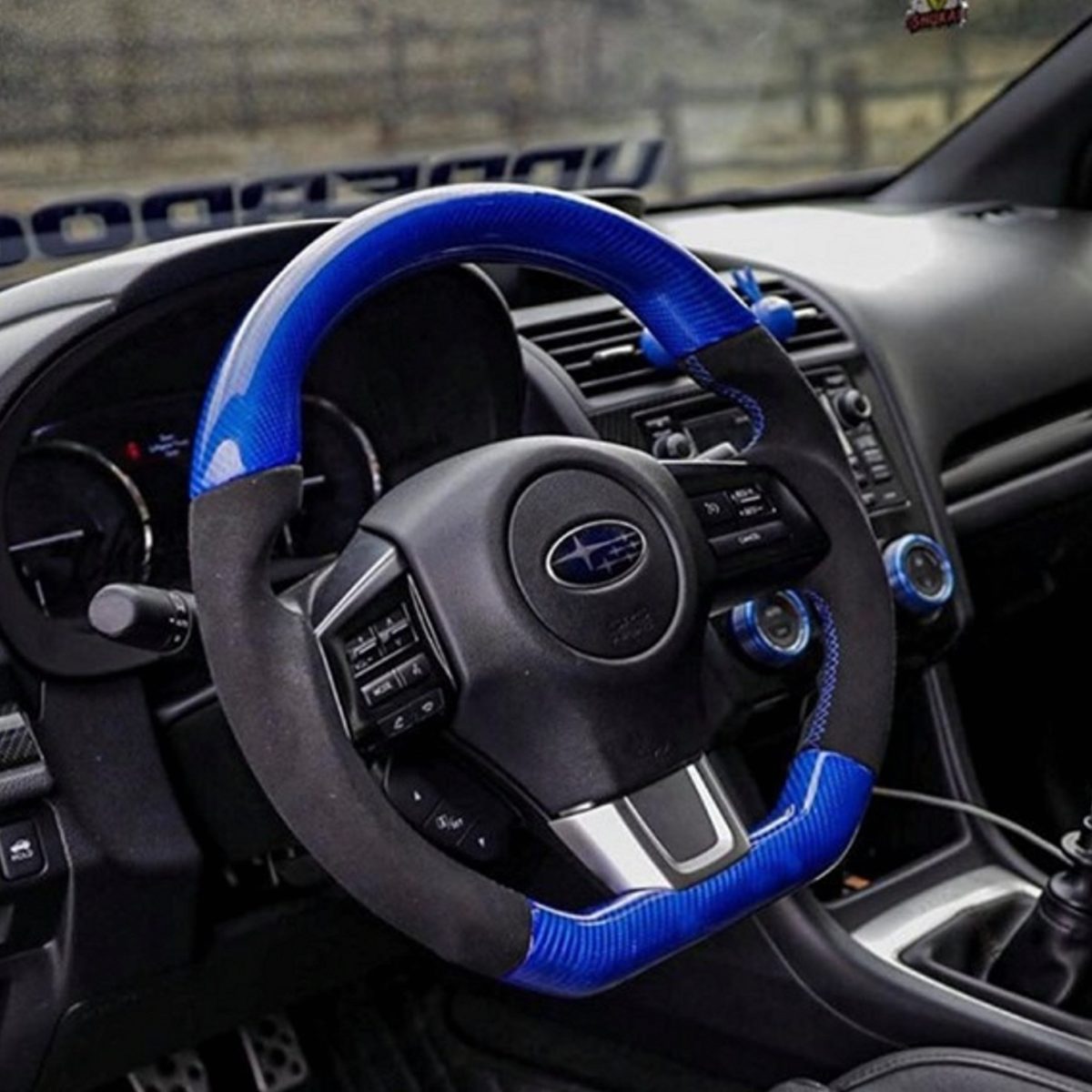 Blue Carbon Fiber Steering Wheel Alcantara Or Leather The Mod Garage